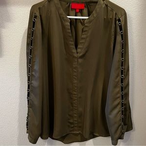 Long sleeve blouse with cutout design on sleeves